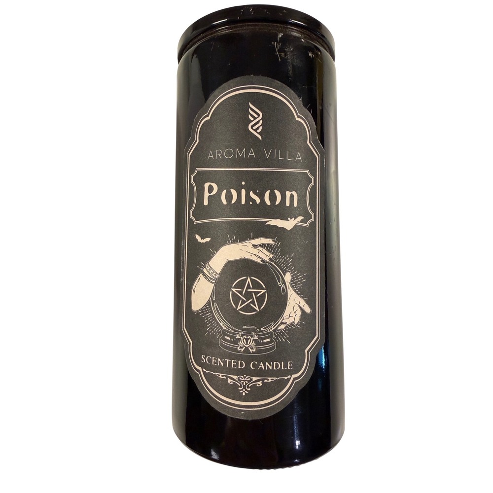 Aroma Villa Poison Scented‎ Candle Black Jar Gothic Halloween Decor 8.6 oz - Picture 5 of 7